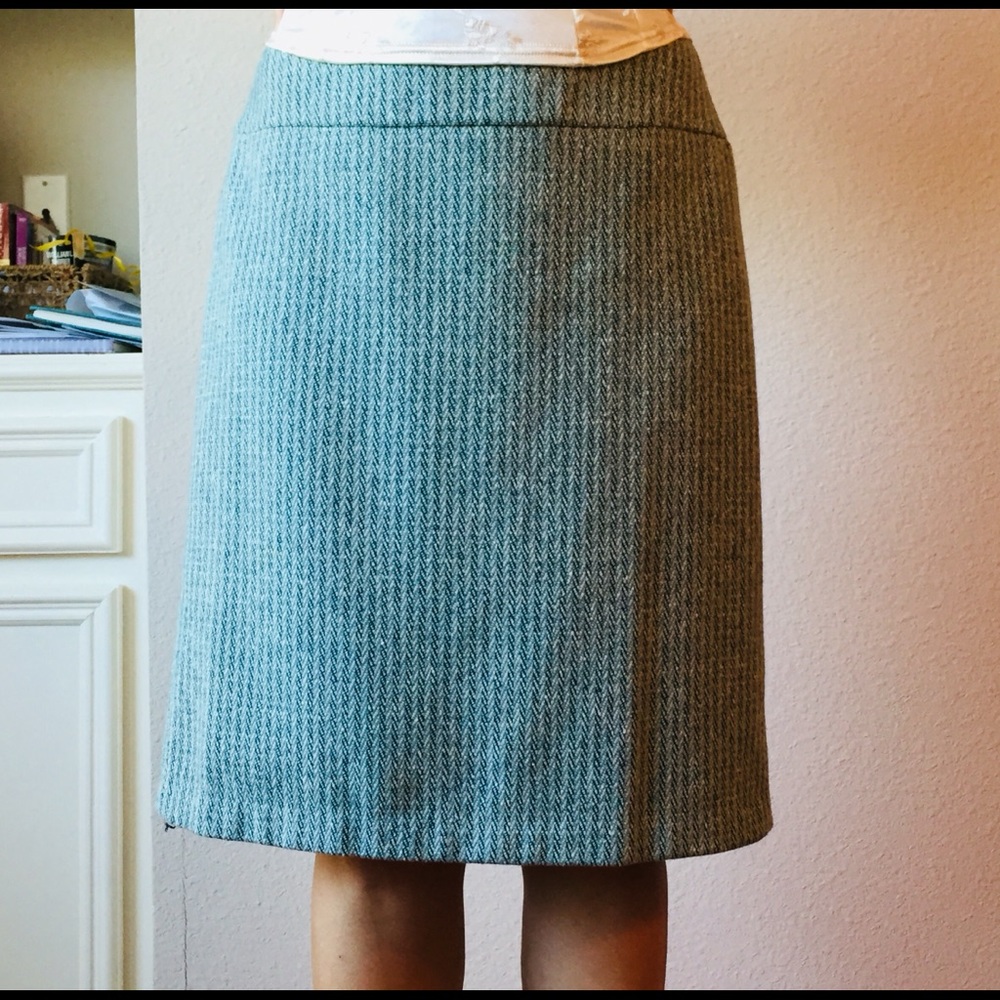 Ann Taylor Loft green tweed skirt